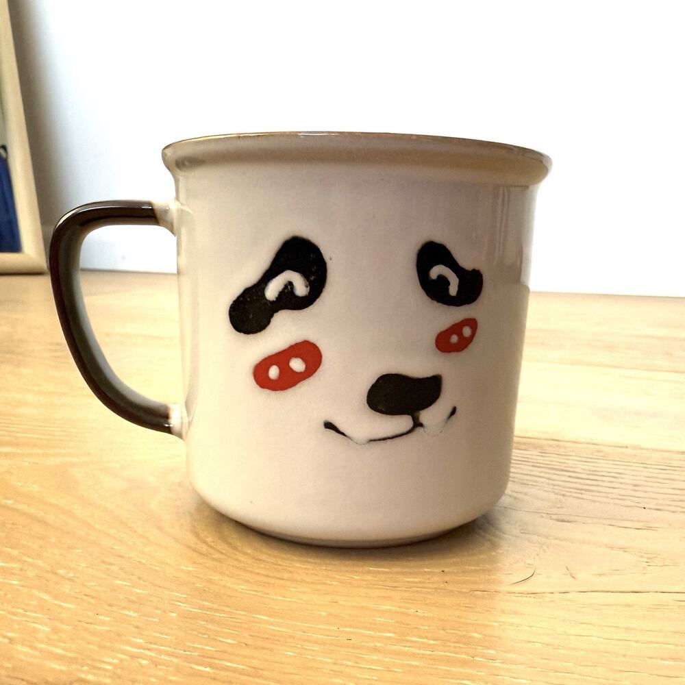 I Love It Coffee Mug Panda Bear Face Anthropomorphic 2 Sided White Black Rare